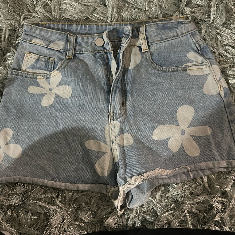 SHEIN flower jean shorts
